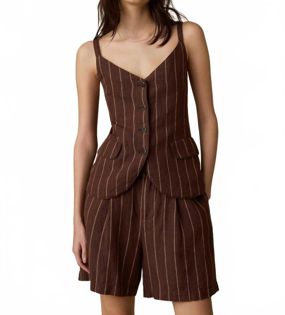 NEW FAHERTY sun strider linen milo vest in harbor line stripe